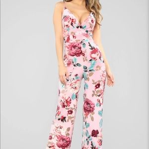 Fashion Nova Pink Floral Jumpsuit